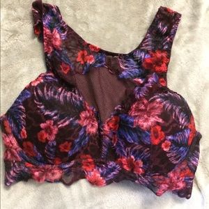 PINK floral bra with mesh